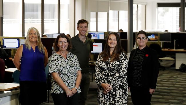 NSW Health epidemiologists (L to R) Tove Fitzgerald, Jennie Musto, Timmy Lockwood, Jennifer Case and Carolyn Murray. Picture: Nikki Short