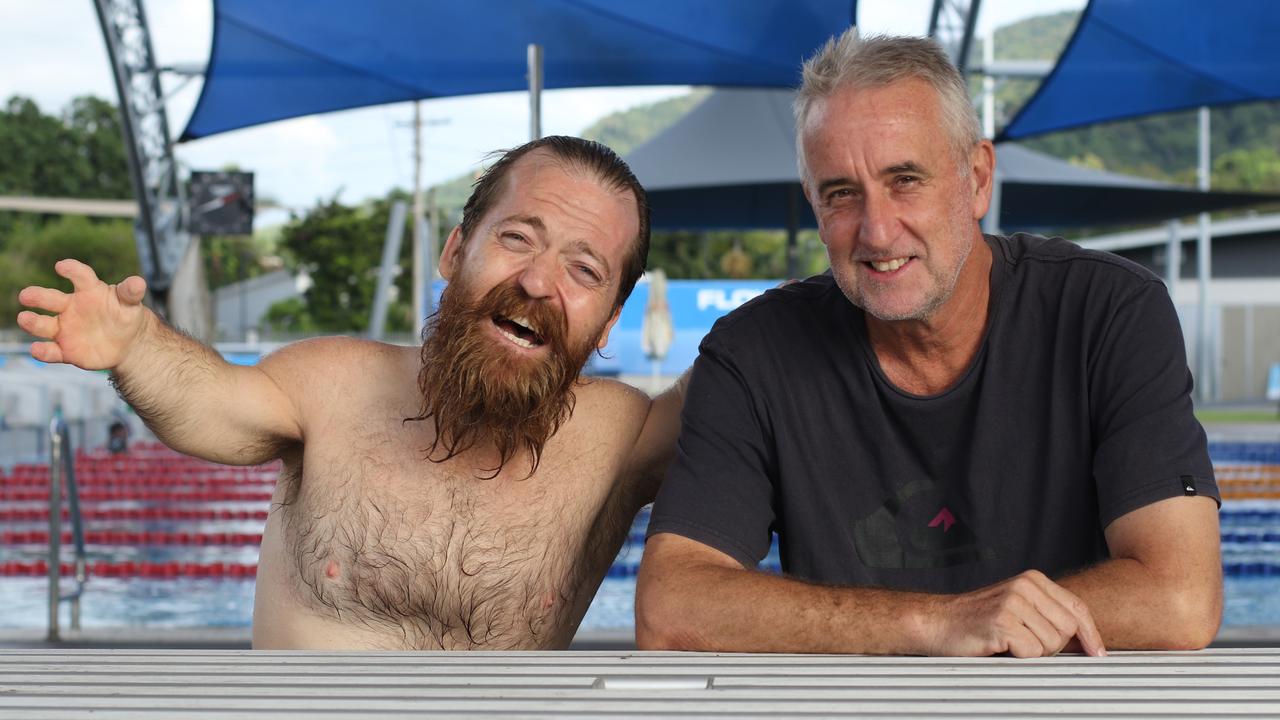 Paralympian Grant 'Scooter' Patterson and coach Herbie Howard at Tobruk Pool in Cairns.