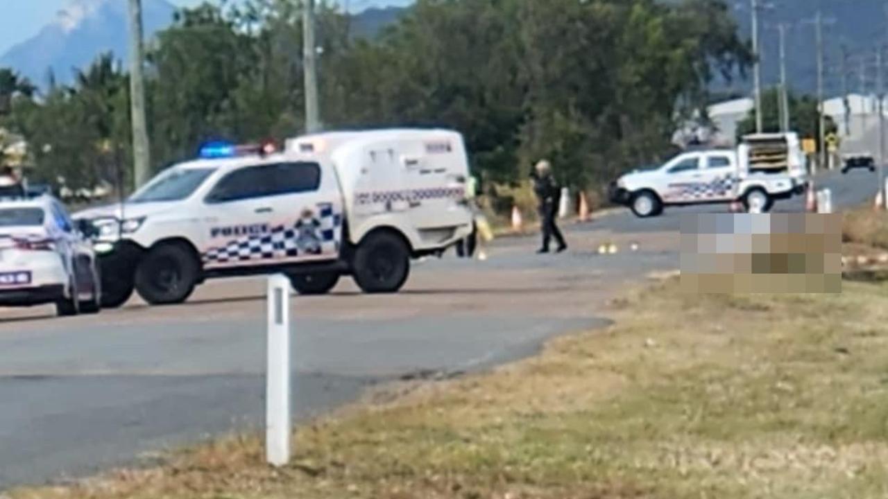 Police are on scene in Bowen following an alleged hit and run on Thursday, July 25 that has killed a male cyclist in his 60s. Picture: Contributed