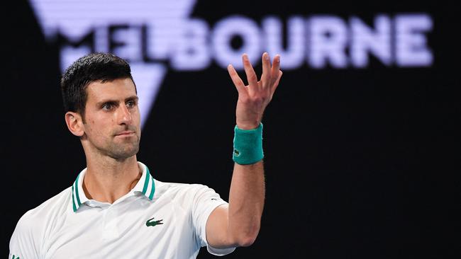 Novak Djokovic in the 2021 Australian Open men's singles final in Melbourne. Picture: AFP