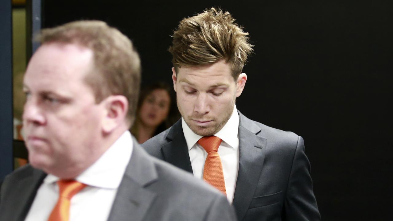 Toby Greene arrives at the AFL Tribunal Hearing.