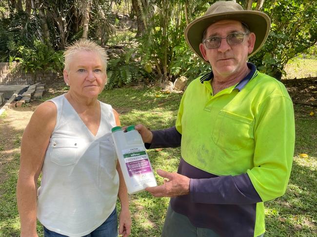 Ian and Frances Chatterton have spent hundreds of dollars on pest control to keep the Yellow Crazy Ants away from their Alligator Creek home. Picture: Leighton Smith