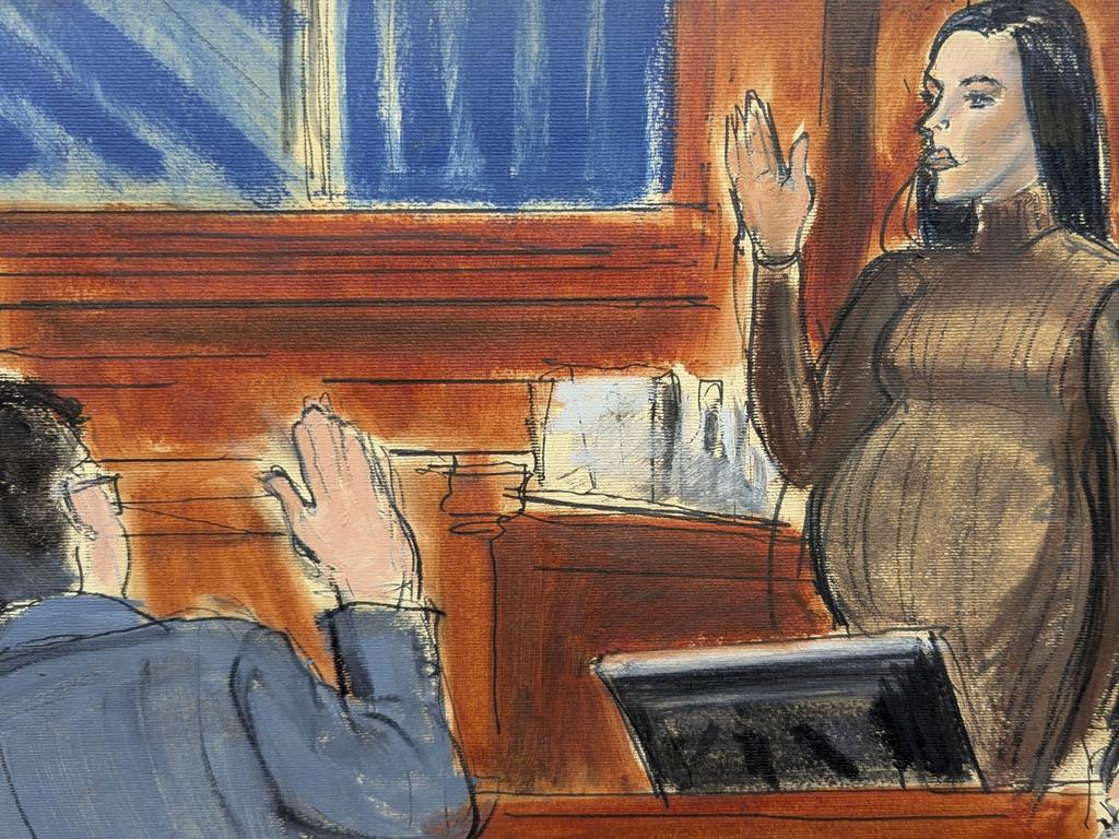 Cassie Ventura takes an oath before testifying in Manhattan federal court. Picture: Elizabeth Williams via AP