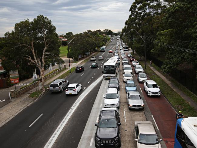 Heavy morning peak hour traffic on Sydney Rd Balgowlah. Picture: Adam Yip