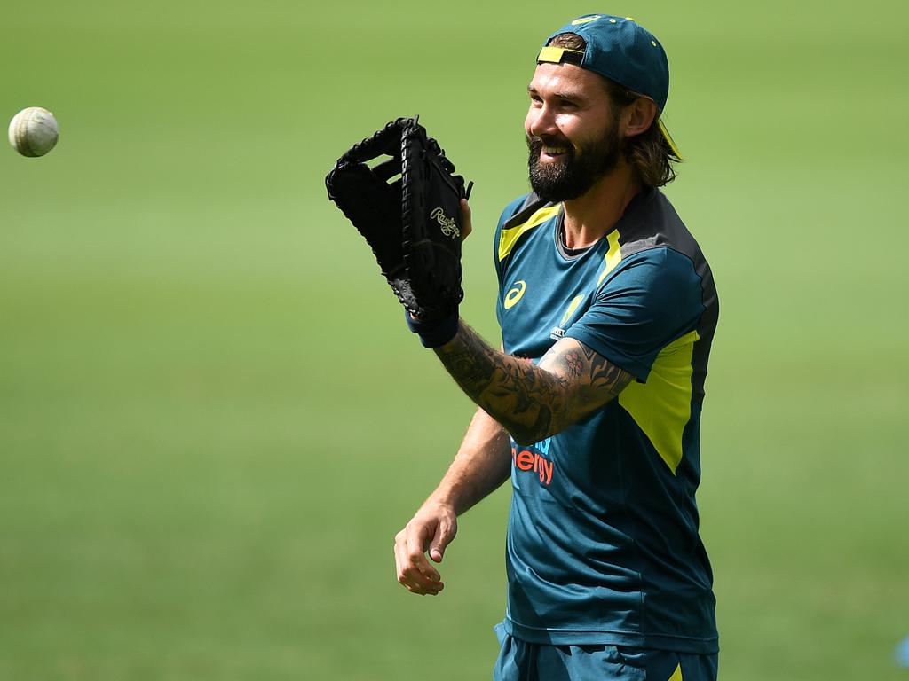 Kane Richardson training with his teammates at the SCG on Wednesday.