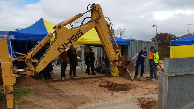 The painstaking dig under way in Maitland for the remains of Colleen Adams. Picture: Supplied