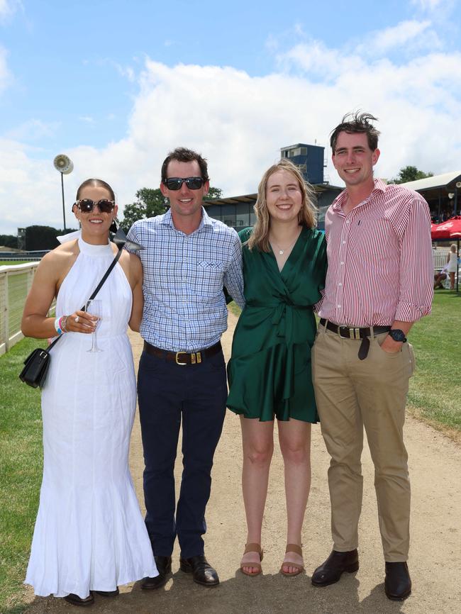 Alannah Gow, Conor Mugavin, Sabine Feeney and Will Quartermain attend the Ballarat Cup. Picture: Brendan Beckett