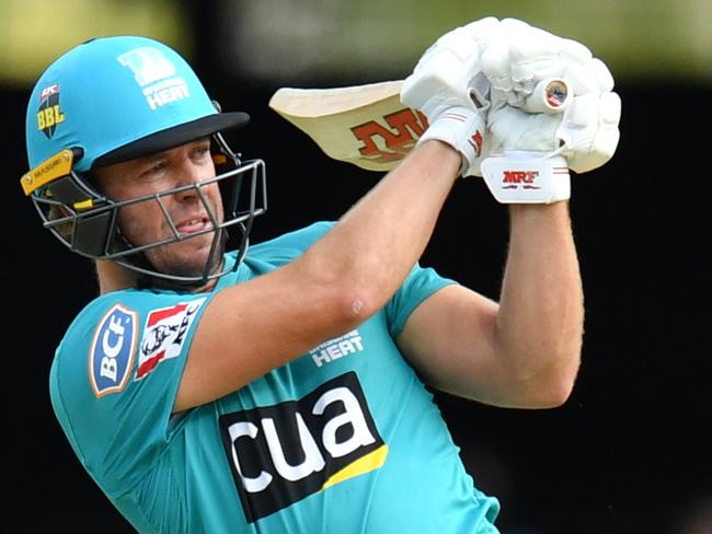 AB de Villiers of the Heat hits four runs during the Big Bash League (BBL)cricket match between the Brisbane Heat and Adelaide Strikers at the Gabba in Brisbane, Tuesday, January 14, 2020. (AAP Image/Darren England) NO ARCHIVING, EDITORIAL USE ONLY, IMAGES TO BE USED FOR NEWS REPORTING PURPOSES ONLY, NO COMMERCIAL USE WHATSOEVER, NO USE IN BOOKS WITHOUT PRIOR WRITTEN CONSENT FROM AAP