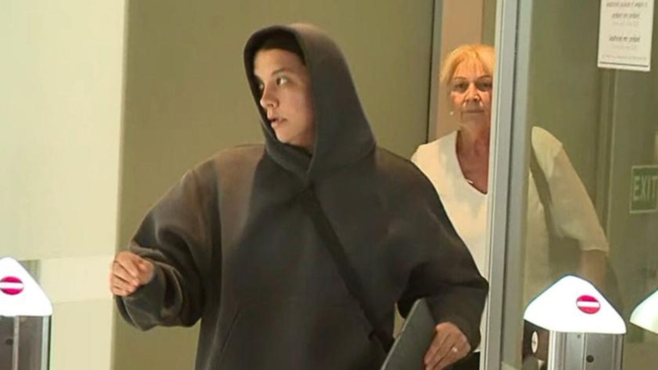 Sam Kerr was far from chatty as she arrived at Perth Airport to see her grandmother Coral. Picture: 7News