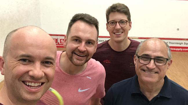 Environment Minister Matt Kean, Lib Senator Andrew Bragg, Lib official Alex Dore and Squash NSW director Peter Sinodinos. Mr Dore is believed to be undecided on whether to run for preselection.