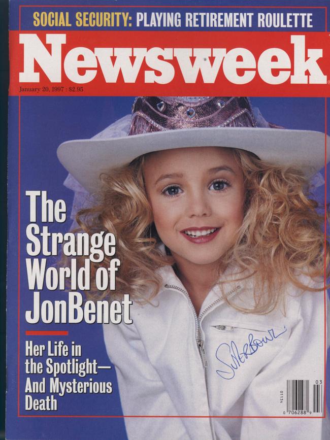 JonBenet Ramsey who was killed in her Colorado home - as she appears on the front cover of Newsweek in 1997.