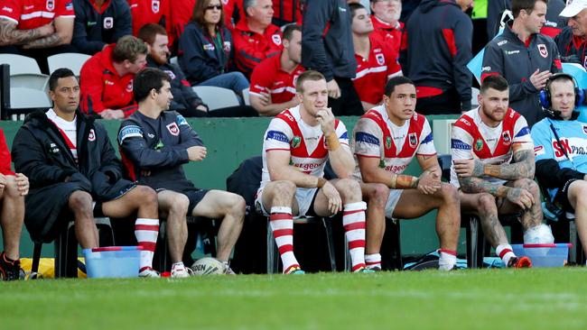 Benji Marshall and Josh Dugan both finished Sunday’s game with their ankles on ice. Pic: Gregg Porteous