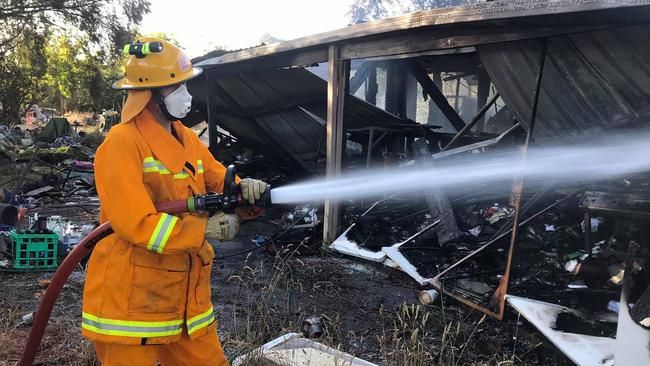 A large crew of firefighters battled the blaze. Picture: Doreen CFA