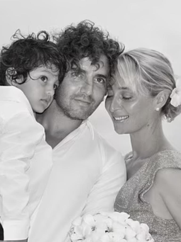 Fantauzzo, his son Luca, and Keddie on their wedding day. Picture: Instagram