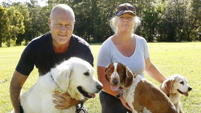 Chris Miles plays and Kirstin McGregor with Millie, Baxter and Jenna. Picture: John Appleyard