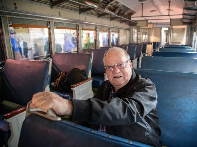 Buying his ticket on the inaugural trip for the restored "Pride of Toowoomba" steam train over two years ago, John O'Hara was thrilled to be taking the journey from Drayton to Wyreema. Saturday May 18th, 2024 Picture: Bev Lacey