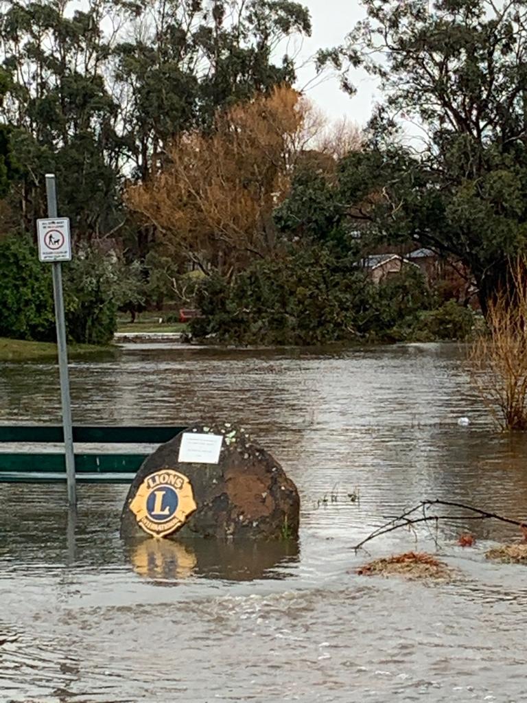 Floodwater at Quarry St Reserve, Trentham. Picture: Merrilyn Hunt