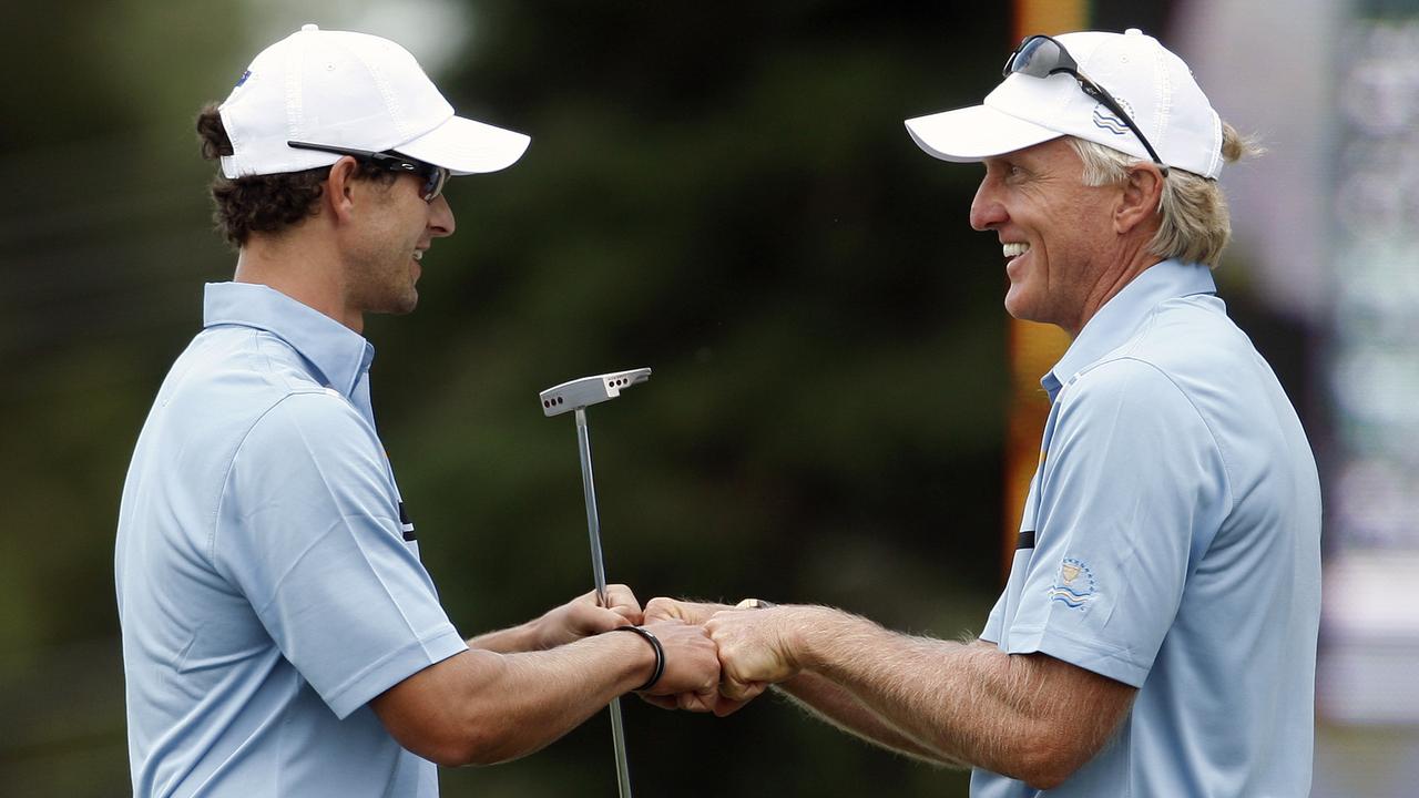 Scott and Norman at the 2011 Presidents Cup. Picture: AP