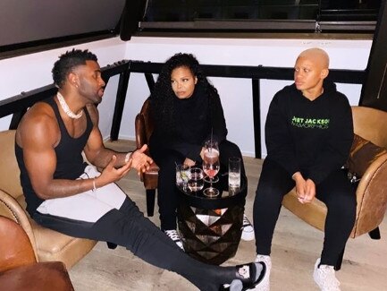 Janet Jackson with Jason Derulo and Janet's backup dancer Dominique in Hennessy Bar after their RnB Fridays Live Show. Pic: Instagram.