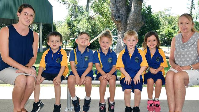 MY FIRST YEAR: Kandanga State School Preps. (LtoR) Mrs Rachel Fleming, Zac, Jackson, Olivia, Flynn, Jocelyn, Mrs Vicki Fromm. Picture: Patrick Woods.