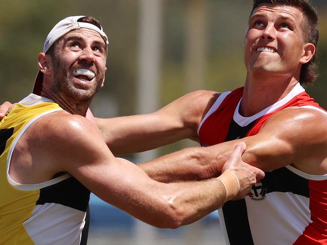 Ryan Abbott (left) is back with the VFL Cats.