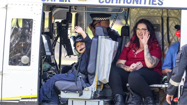 Sergeant Scully got to ride in a helicopter. Picture: Russell Millard