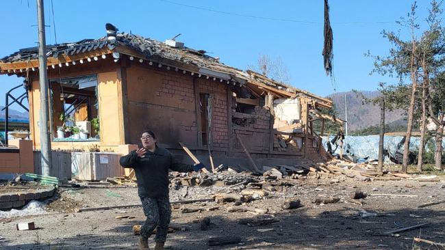 A South Korean soldier gestures near the bomb accident site in Pocheon. Picture; AFP.