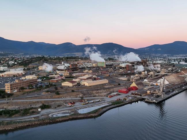 Aerial shot of Nyrstar Hobart zinc works at Lutana. Picture: Supplied