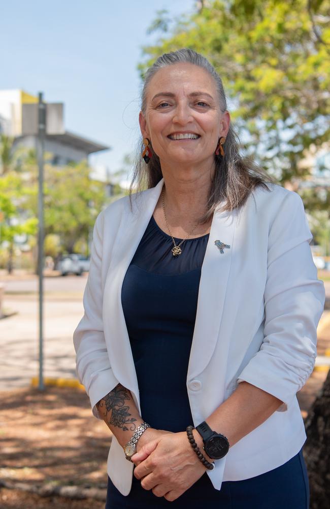 Kate Worden, speaks during National Police Remembrance Day 2023 in Darwin on September 29, 2023. Photo by PEMA TAMANG PAKHRIN