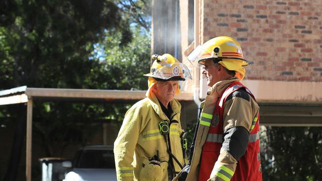 Firefighters at the scene of a unit fire on the Gold Coast.. Picture: Adam Head