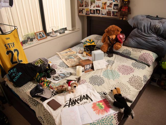 Stefan’s bedroom with all his cherished possessions. Picture: Brad Fleet