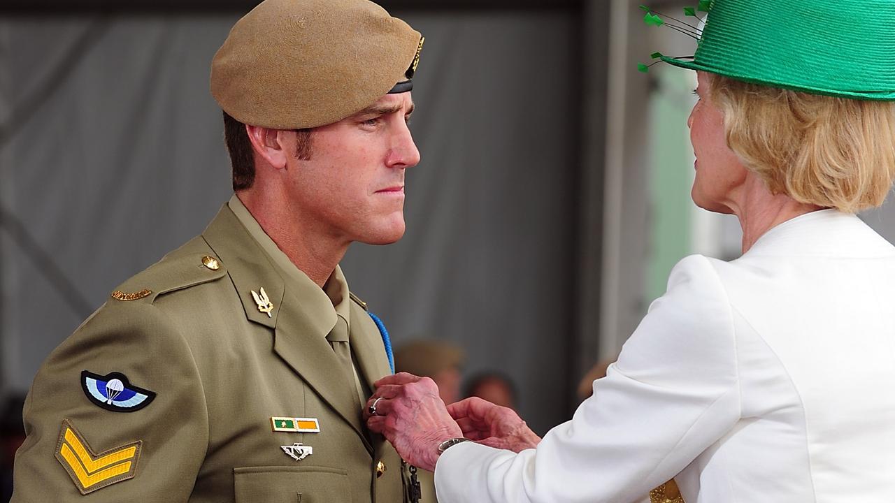 Quentin Bryce, then governor-general, awards the Victoria Cross for Australia to Ben Roberts-Smith at Campbell Barracks in Perth on January 23, 2011. Picture: Department of Defence