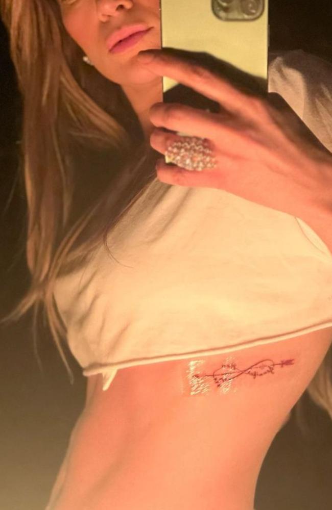 JLo showed off her tattoo tribute to husband Ben Affleck on Valentine’s Day. Picture: Instagram/jlo