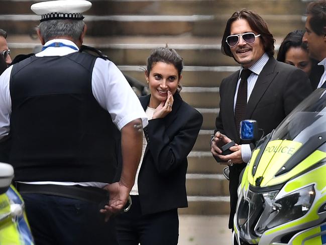 Johnny Depp leaves after the seventh day of his libel trial. Picture: AFP