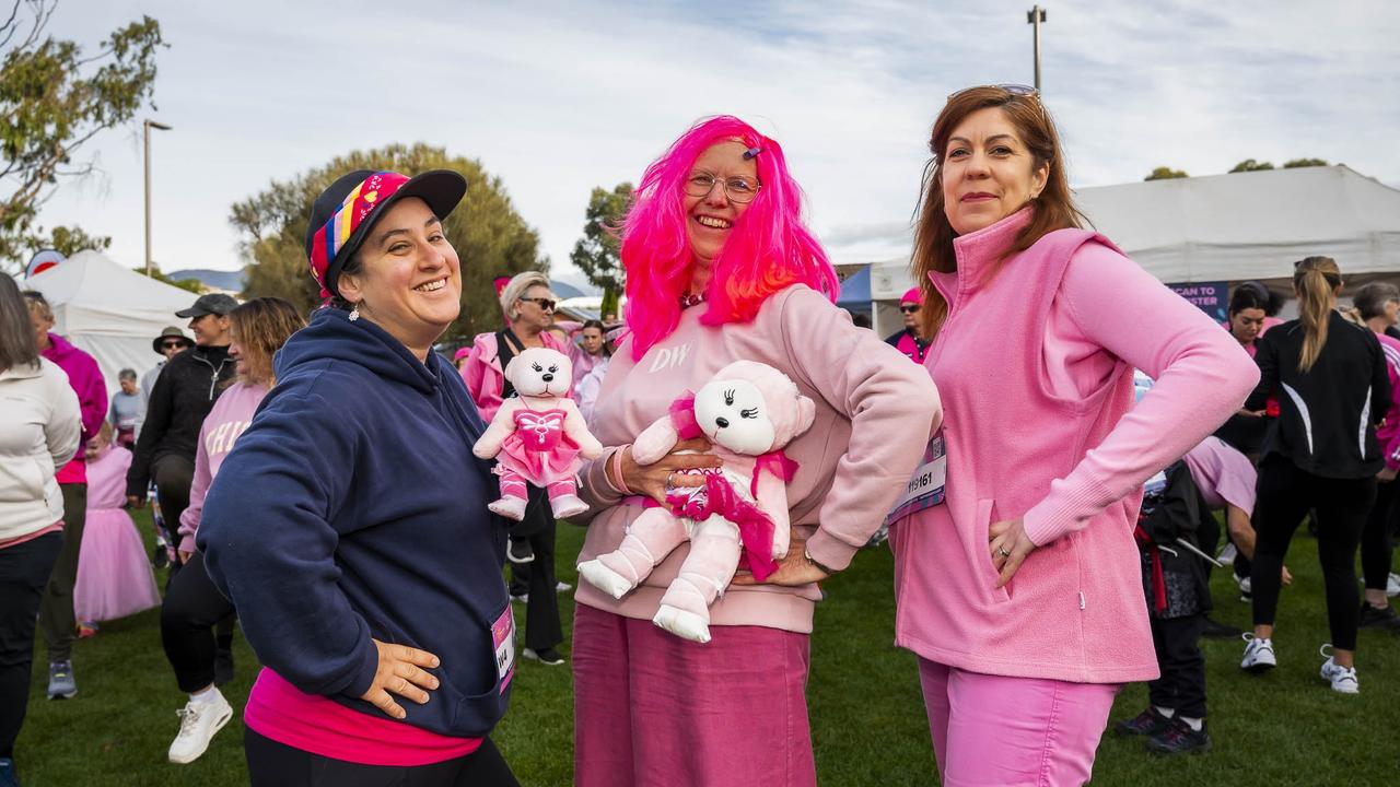 Greta Reavell, Denice Walter and Fiona Bridges participating in Mother's Day Classic 2025 at Bellerive Park. Picture: Caroline Tan