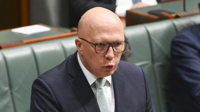 Opposition Leader Peter Dutton said the Greens were evil. Picture: NewsWire / Martin Ollman