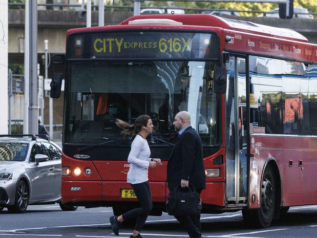 SYDNEY, AUSTRALIA - NewsWire Photos JULY 28, 2022: Commuters in Sydney were affected by another train strike overnight. Pictured is the bus interchange at Wynyard Station during the morning rush. Picture: NCA NewsWire / David Swift