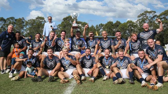 Newcastle celebrating its 20-4 victory over Monaro in the country championship final. Picture: Sue Graham