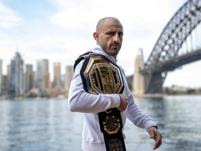 Aussie Alex Volkanovski is desperate to defend his UFC title. (Photo by Cameron Spencer/Getty Images for UFC)