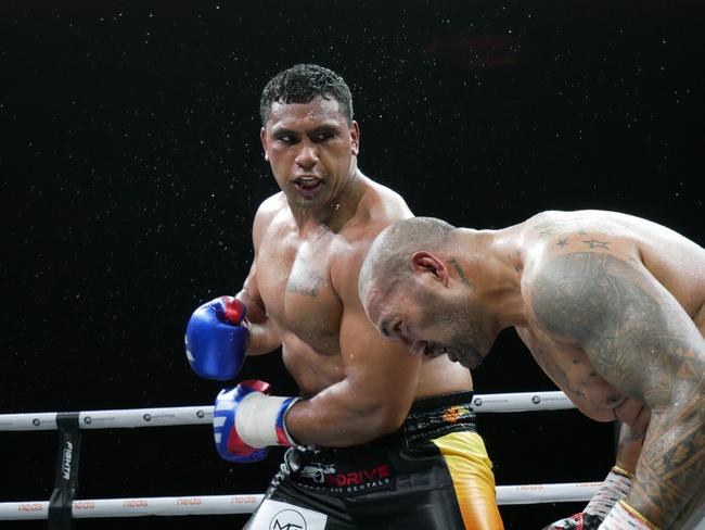 Tevita Pangai Jnr won a close fight against Frank Amato. Picture: Blair Jackson.