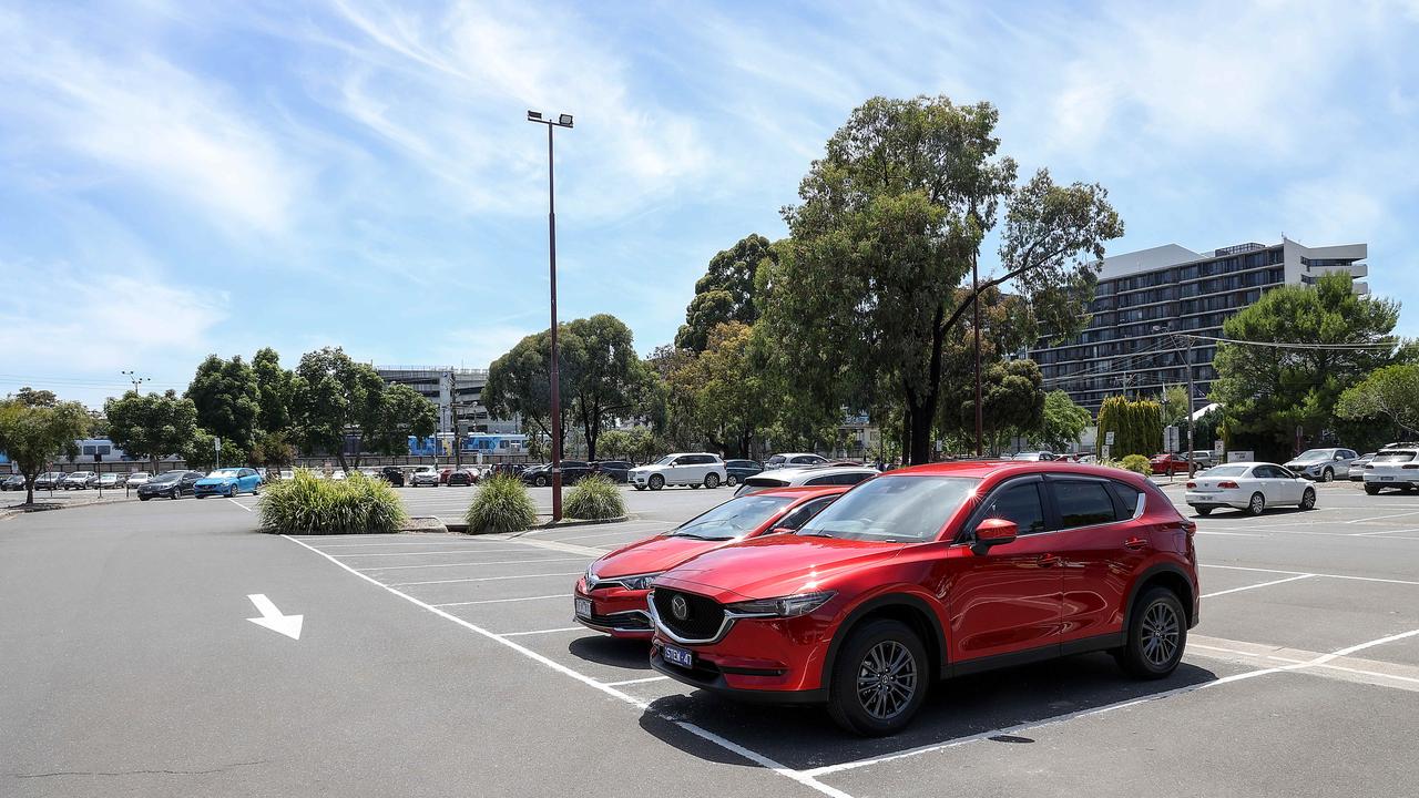 A carpark in Glen Waverley where a new Suburban Rail Loop station is likely to be built. Picture: Ian Currie.