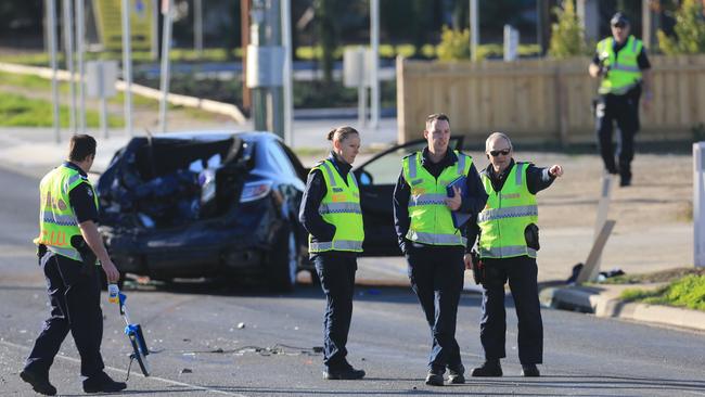 Fatal car accident near corner of Sharon Court and Thompson Rd, North Geelong. Picture: Peter Ristevski