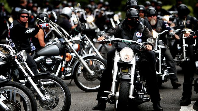 Rebels Motorcycle Club members on the road through South Australia ...