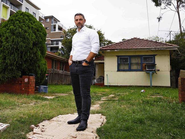 Liverpool Mayor Ned Mannoun outside 11 Castlereagh St, Liverpool, which is to be turned into units. Picture: Sam Ruttyn