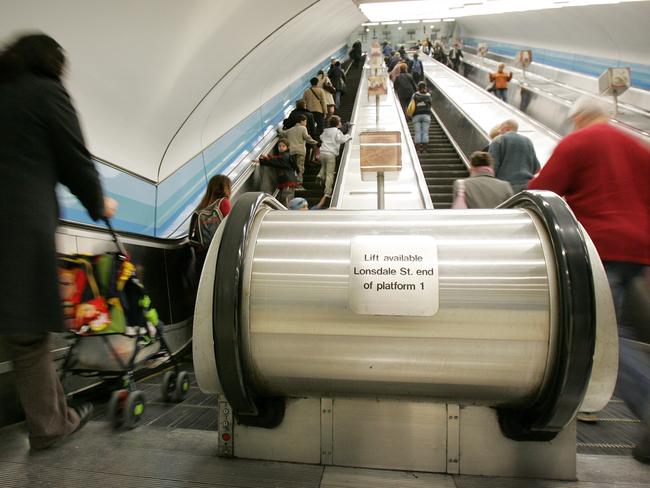 Melbourne's longest escalators at Parliament train station.