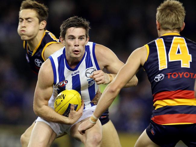 Ryan Bastinac in action for North Melbourne against Adelaide Crows.