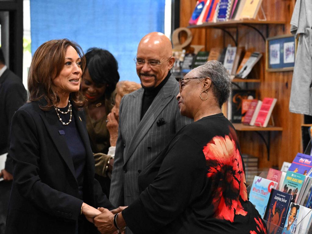 The next stop for Kamala Harris on her election campaign was Hakim's Bookstore &amp; Gift Shop in Philadelphia, Pennsylvania. Picture: AFP