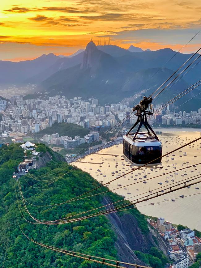 The cable car on Sugar Loaf mountain rides sky high. Photo: Davi Costa