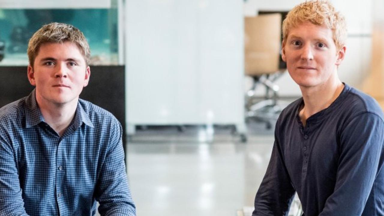 Two brothers who are co-founders of online payments start-up Stripe, John Collison, left, president, and Patrick Collison, chief executive. Picture: David Paul Morris/Bloomberg News