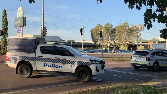 NT Police respond to a hit and run in Leanyer on June 13, 2024. Picture: George Yankovich